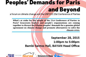 Save the Date: Peoples Demands for Paris and Beyond – 28 September 2015